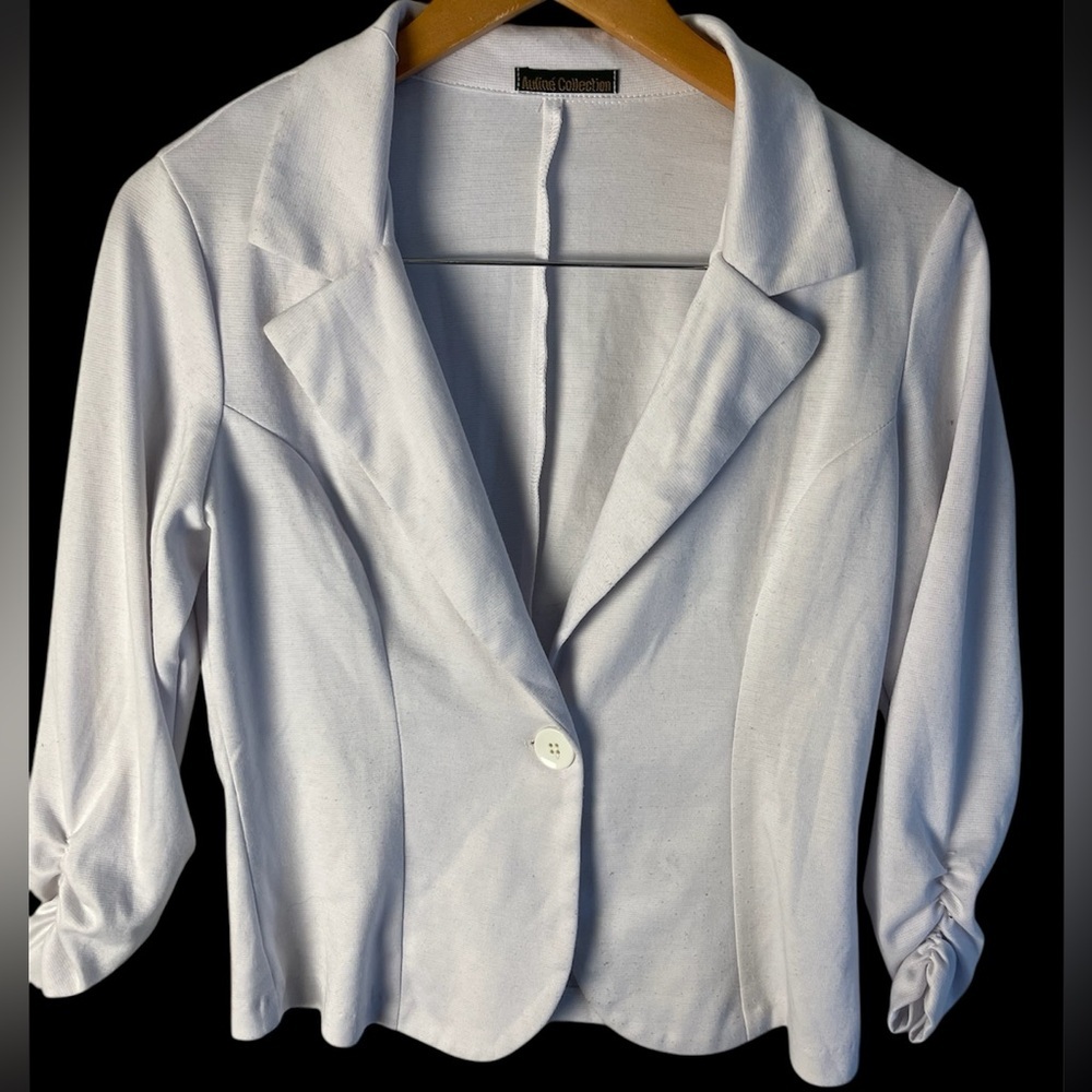 Auline Collection Women White Blazer Large Beautiful Soft Jacket Excellent!